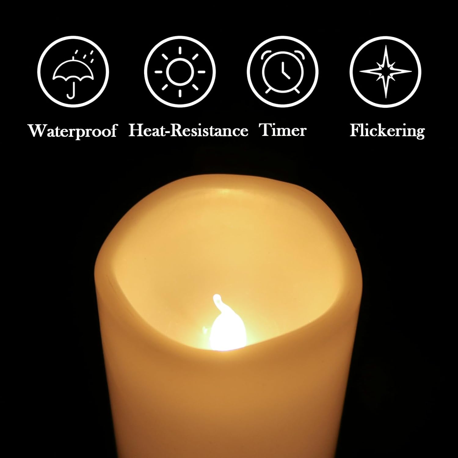 Eldnacele Outdoor Waterproof Flameless Flickering Candles with Remote Timer | Battery Operated Outdoor Candles, White