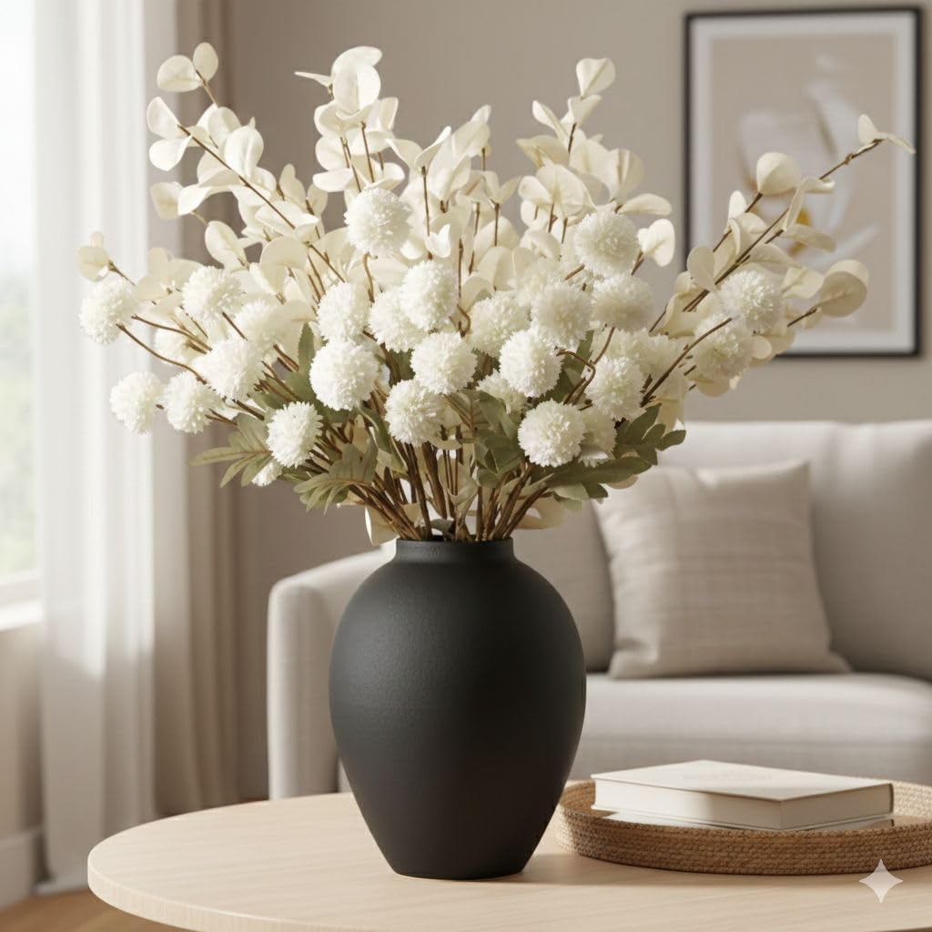 SilkSerenade Large Black Matte Flower Vase / Matte Black