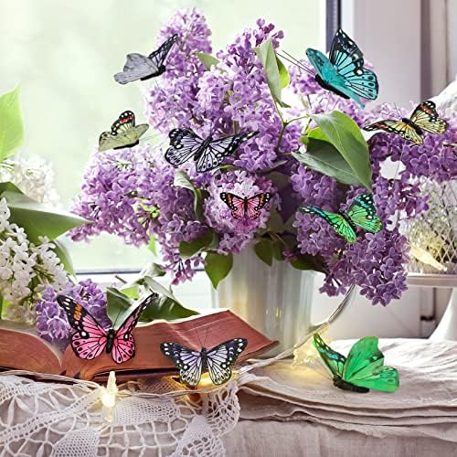 Giegxin 24 Pcs Monarch Butterfly Picks Artificial with Wire,Fresh Colors
