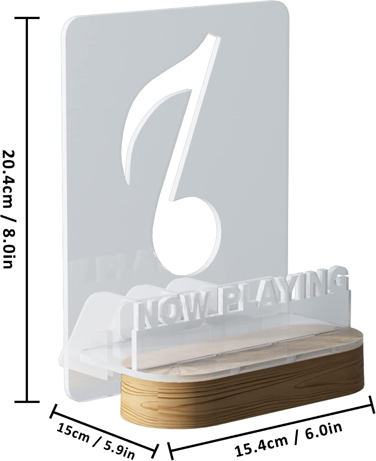 YuanDian Light up Now Playing Vinyl Record Stand, Now Spinning Record Stand, Wooden Acrylic Holder for Album Display