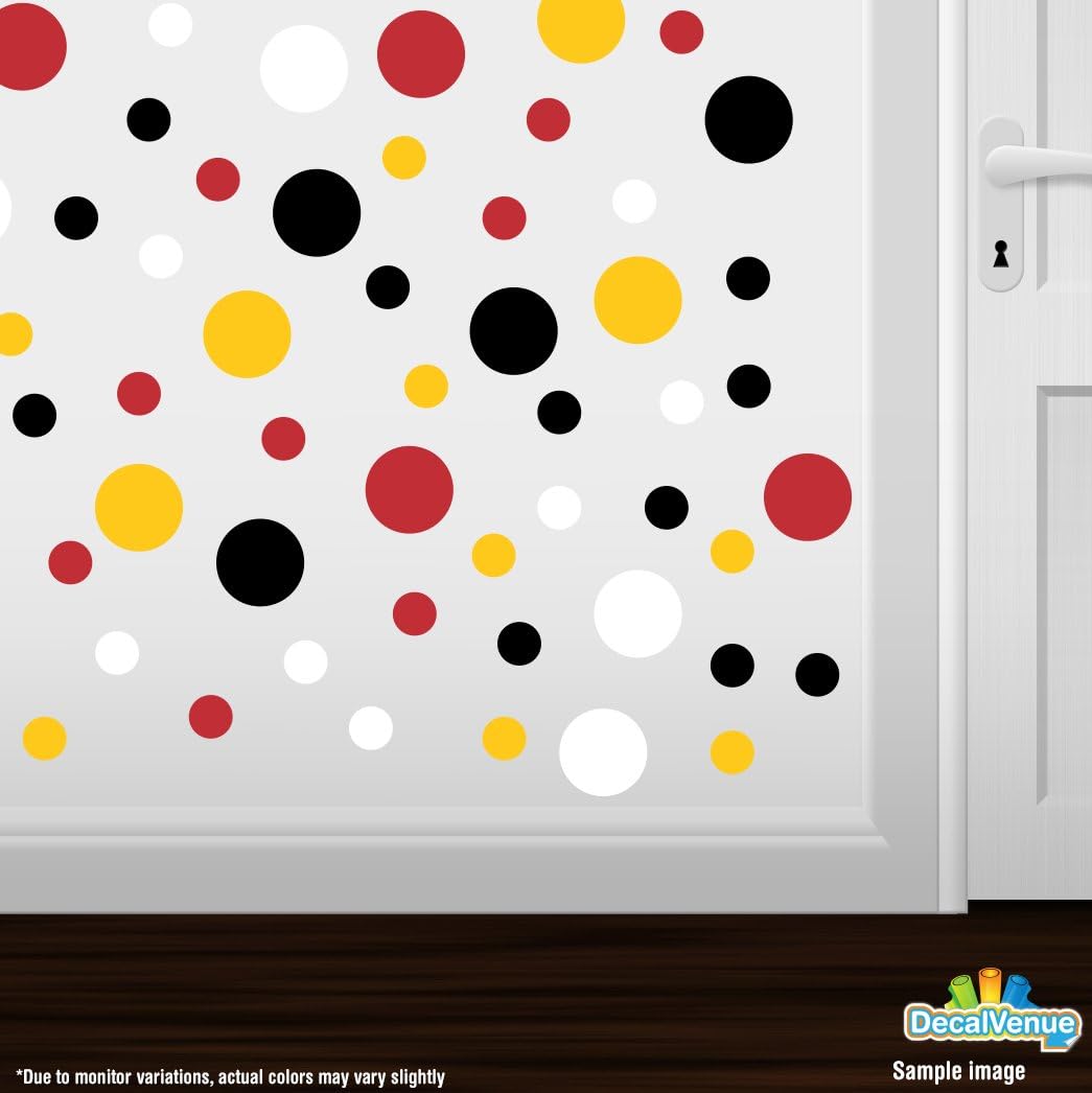 /Red/White/Yellow Vinyl Wall Stickers / 60 Decals / Black / 4 Inch