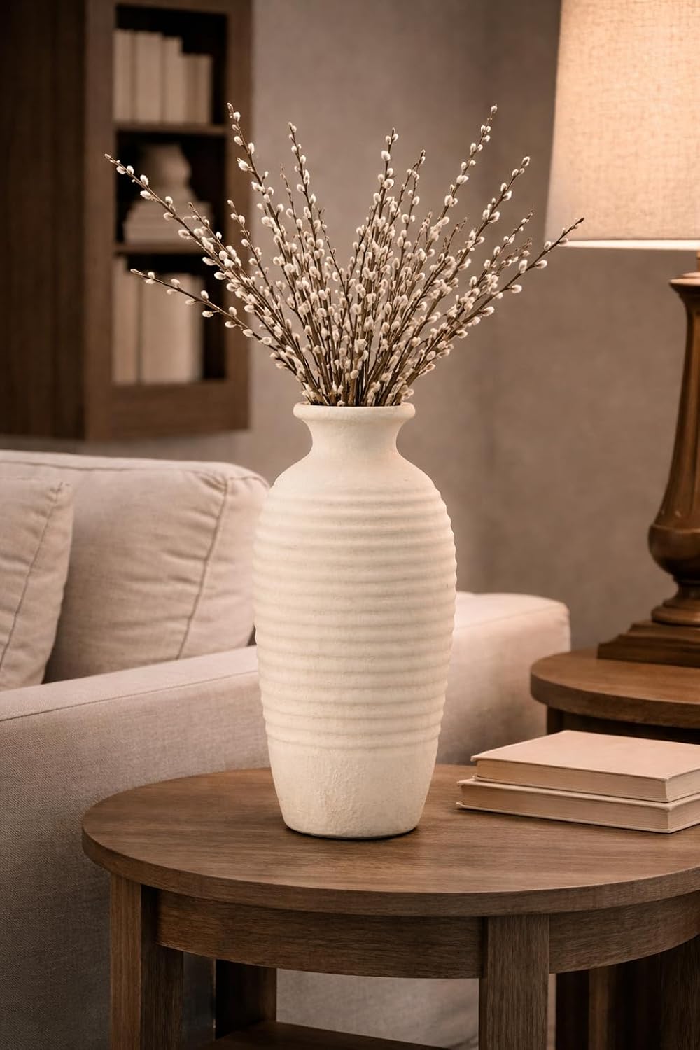 Ceramic Natural Rustic Vase / Off-white / 14.4 / 14.4 Inch
