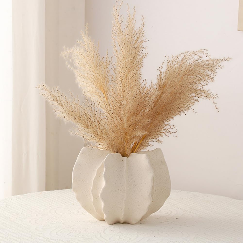 White Ceramic Vase Modern Home Decor / White-8