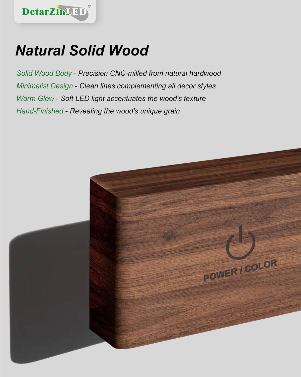 Rechargeable Wood Wall Sconce (2 Pack) with Remote & Touch, 5200mAh Battery Operated Wall Lights with 3 Color