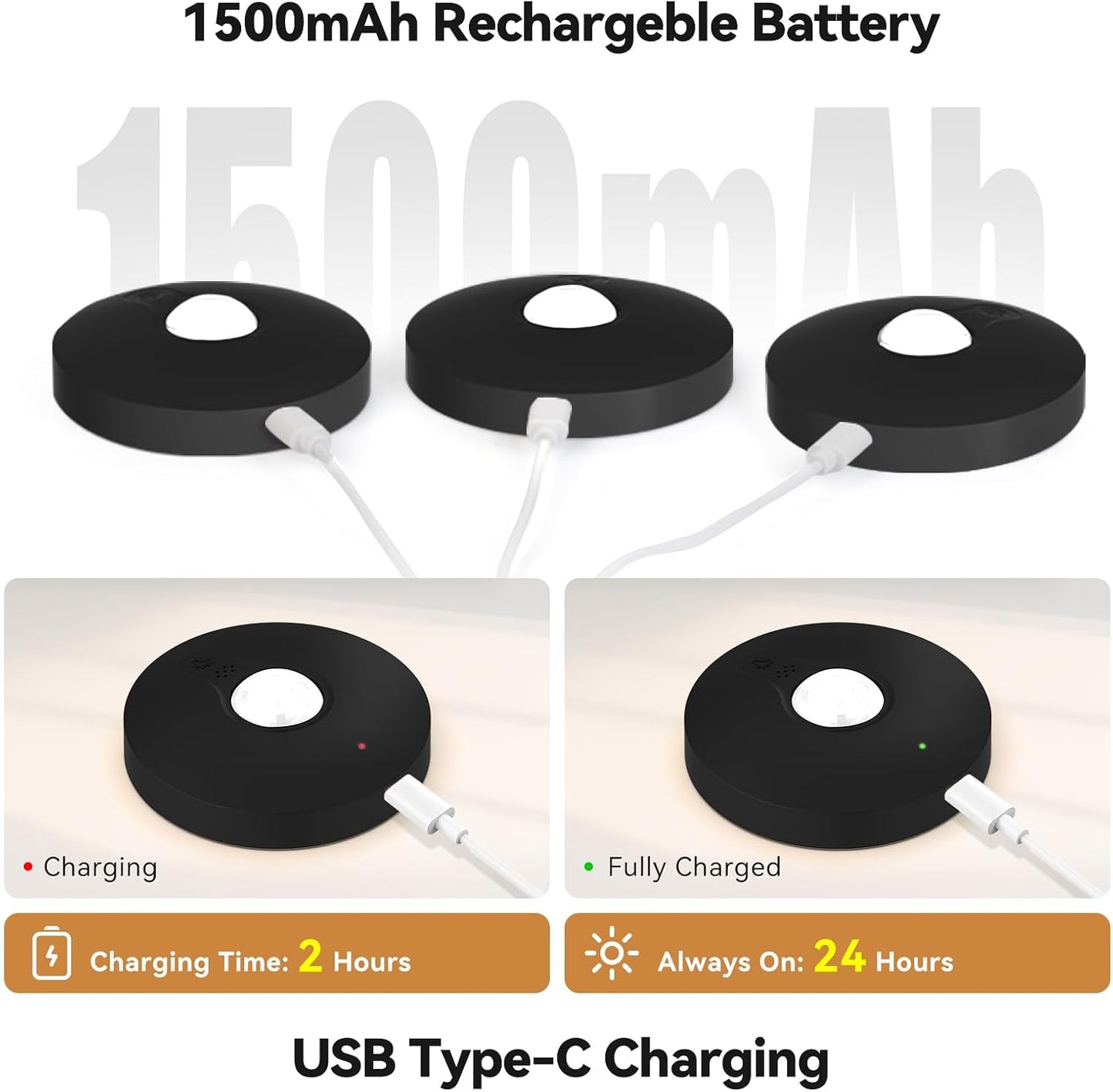 Yiliaw Rechargeable Puck Lights with Remote, 12 Pack Magnetic Under Cabinet Lighting, 1500mAh Battery Operated LED Tap