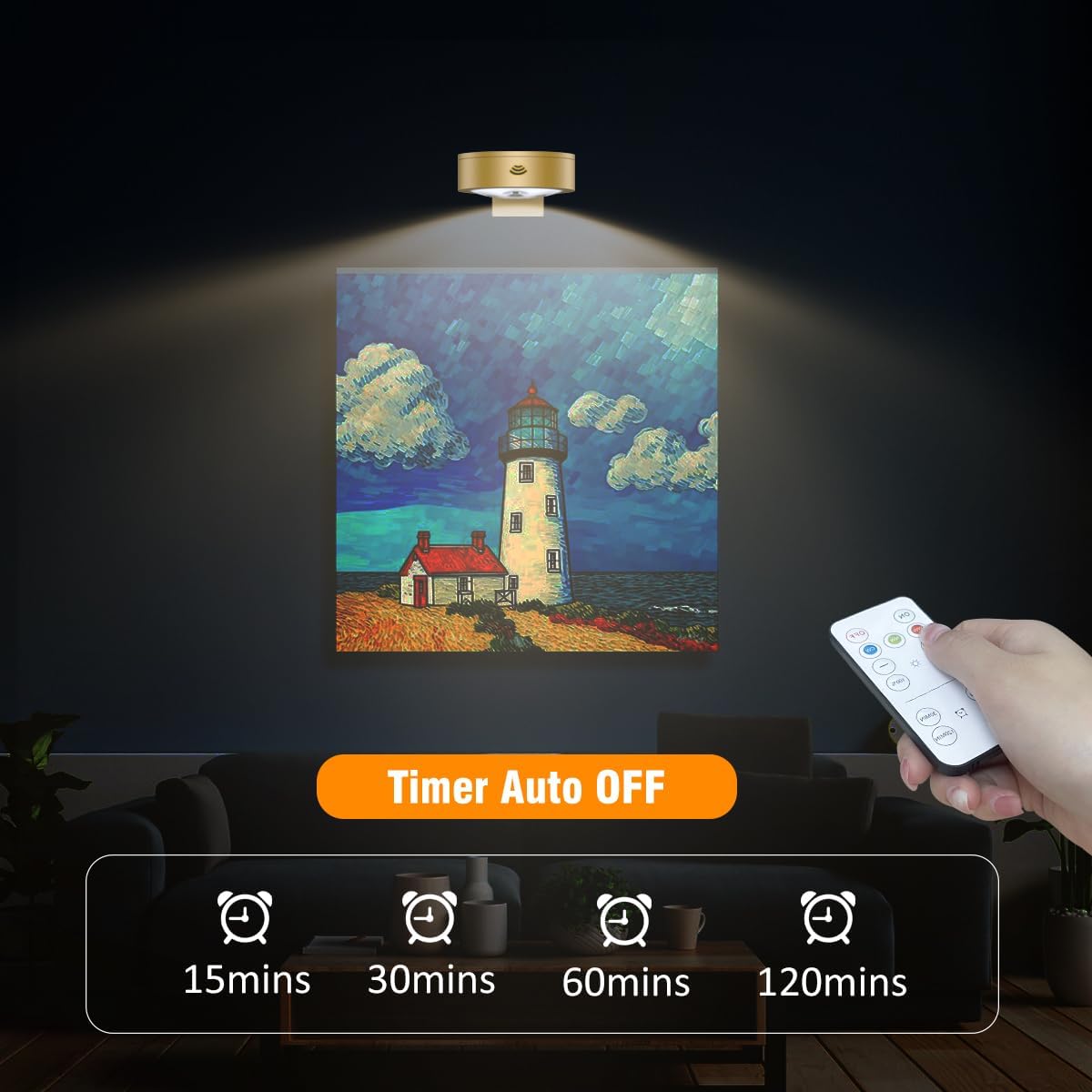 3Pack Picture Light Battery Operated Painting Lights for Wall Wireless Magnetic Display Art Light with Remote