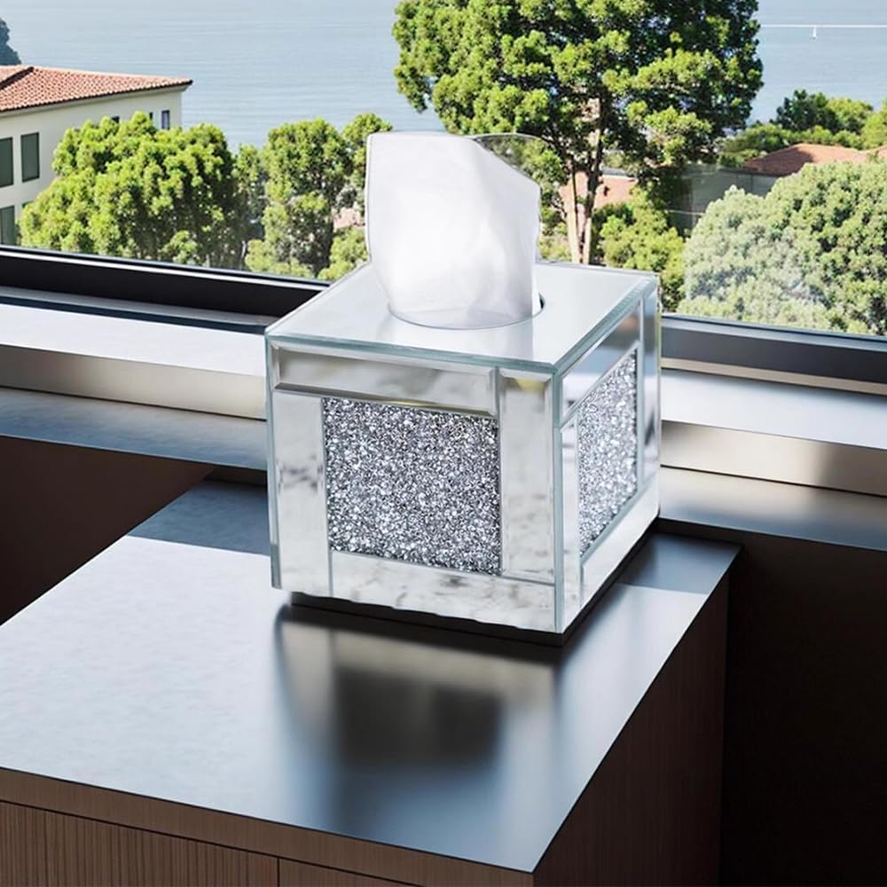Square Glass Facial Tissue Holder