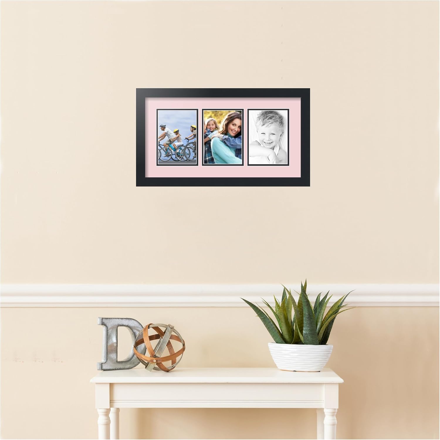 ArtToFrames Collage Picture Frame 3 Opening 3-5x7 Photo Frame | Made in USA | Black Frame Hollyhock and Black Mats