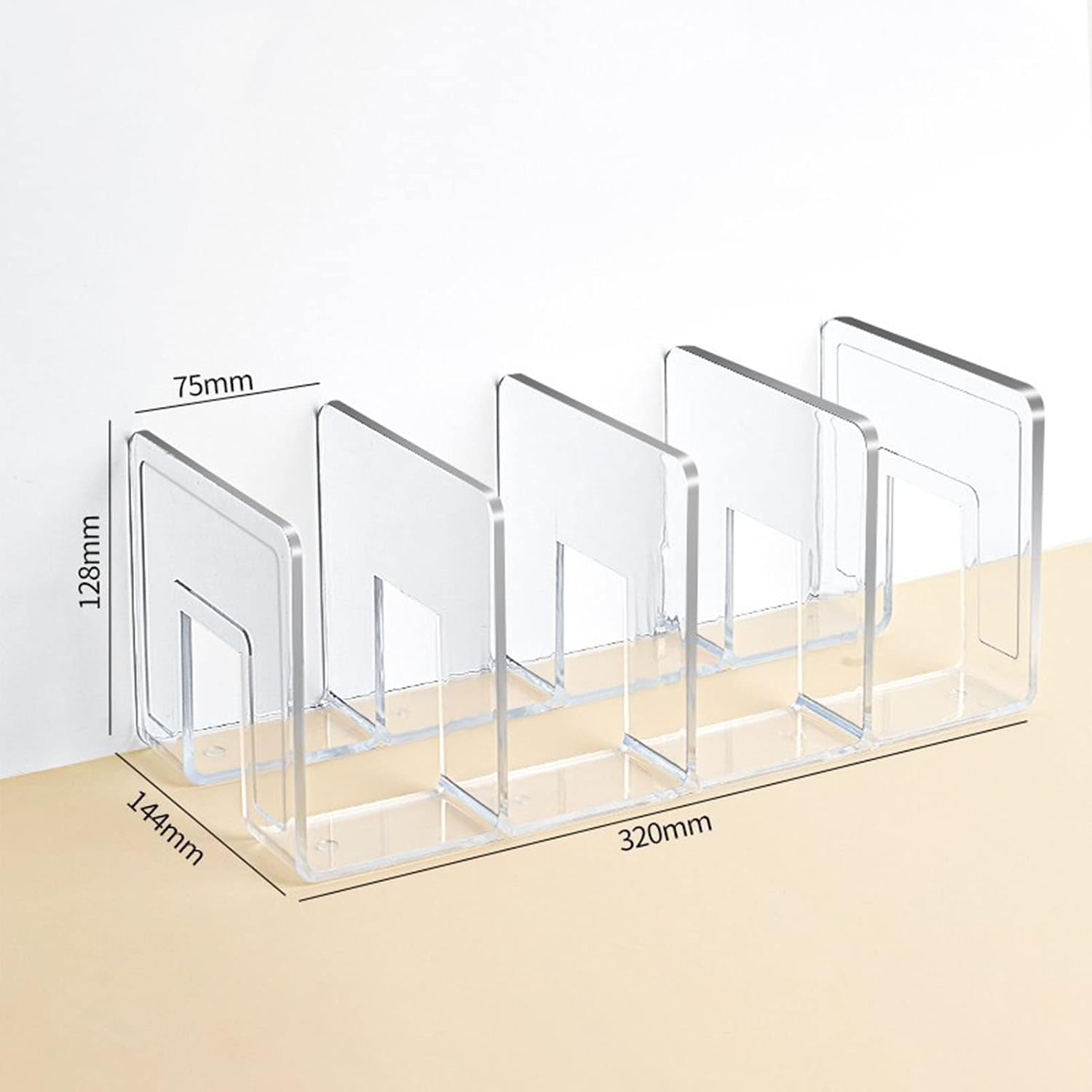 Bookends Transparent Color Simple 4 Compartments Acrylic Book Shelf Holder / Clear