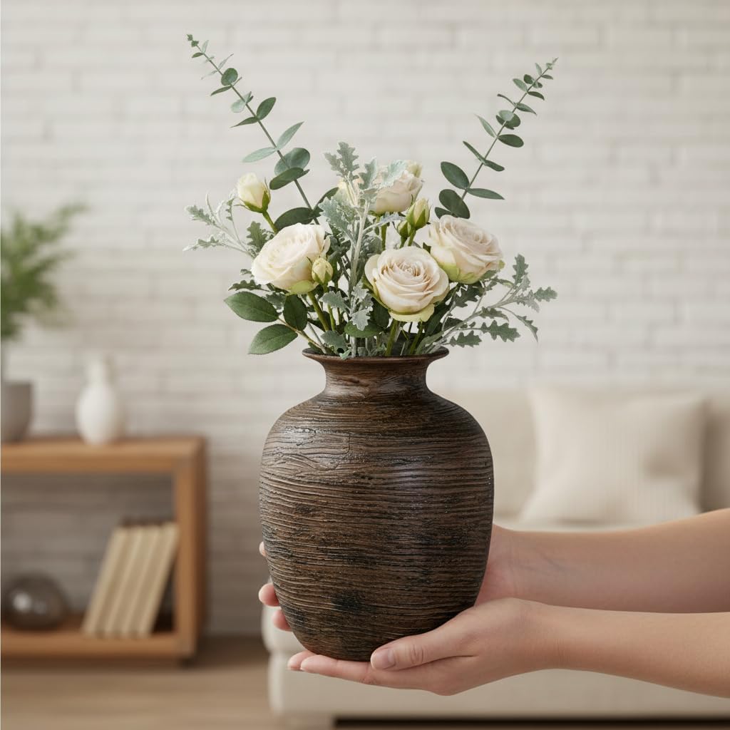 Farmhouse Vases Home Decor / Dark Brown / 7 Inch