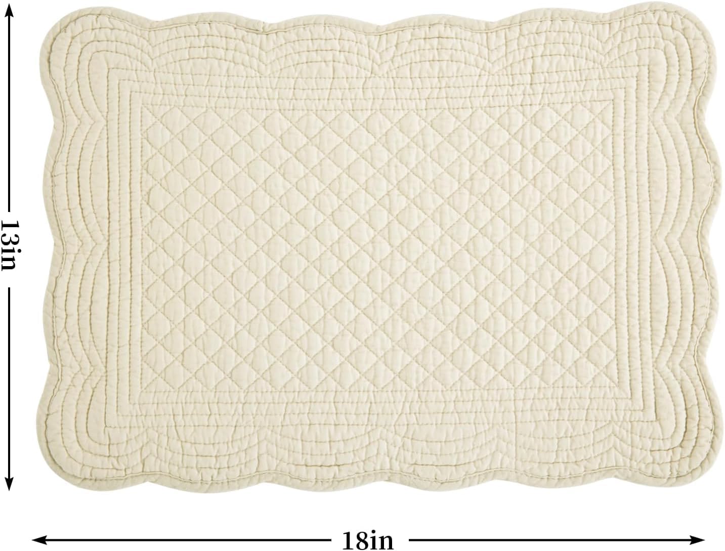 HOMBYS Quilted Placemats Set of 4 Washable-Rectangular Placemats for Kitchen Table-100% Cotton Fabric Rectangular Table