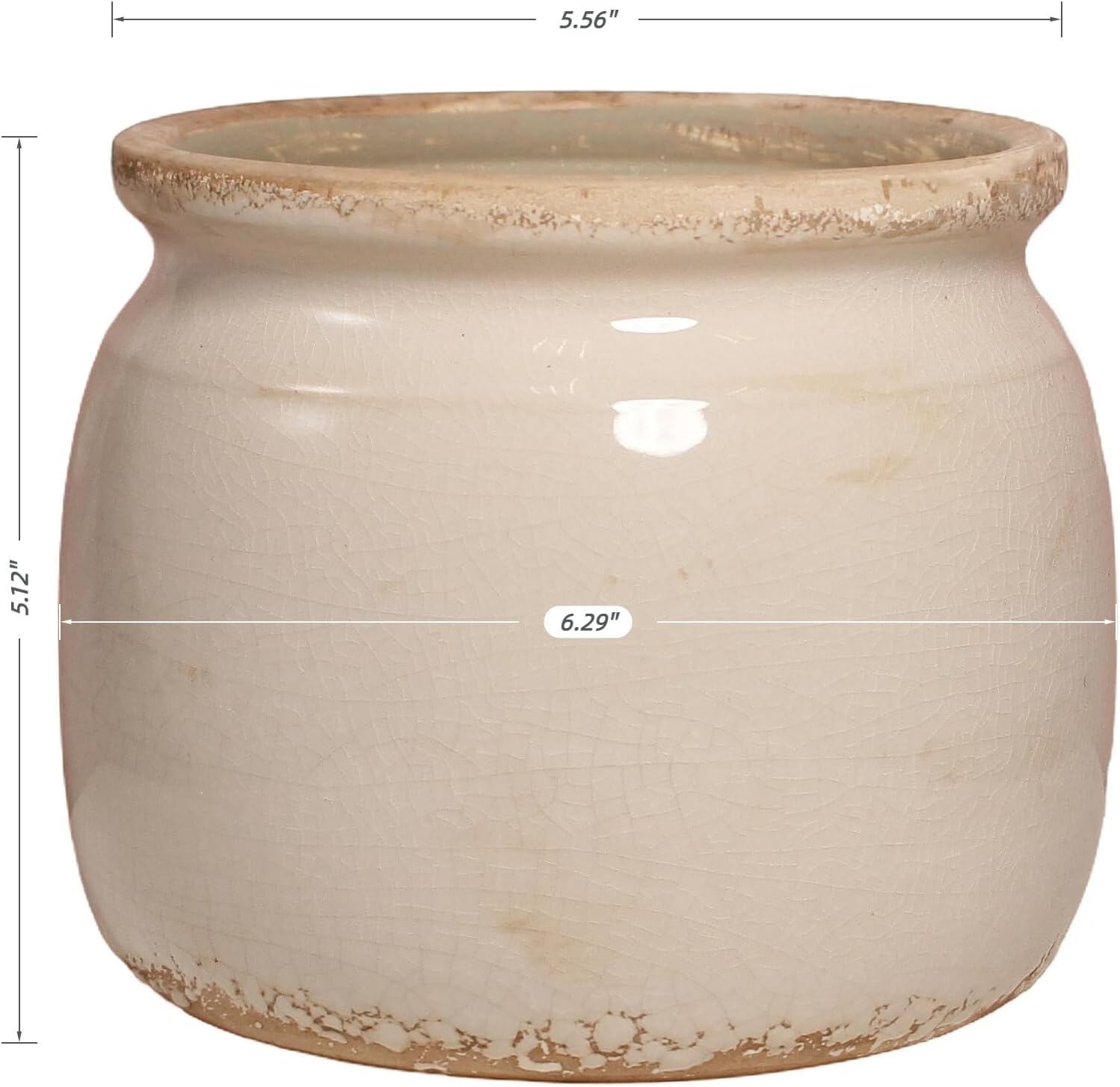 Ceramic Planter & Vase for Wabi Sabi Decor / Antique Ivory / 6.29 Inch