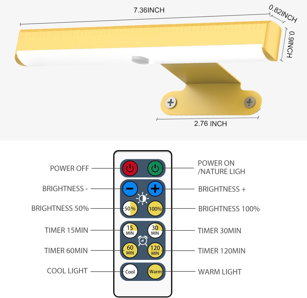 EUIOKUN Wireless Picture Light with Remote,Battery Operated Wall Sconces | 4Pcs Painting Light for Wall
