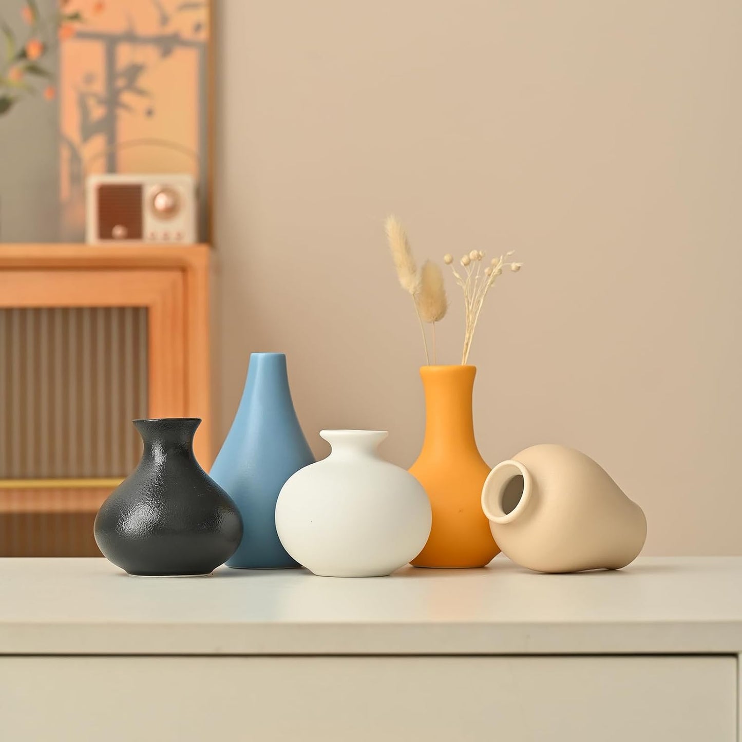 Ceramic Vase / Flowers / Colorful / Set of 5
