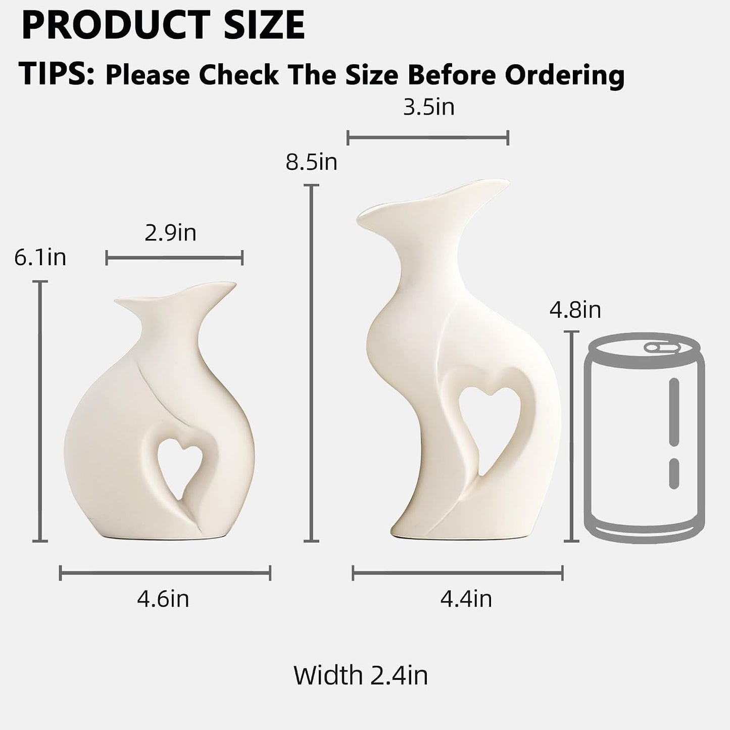 White Ceramic Vase / Standard White / Set of 2