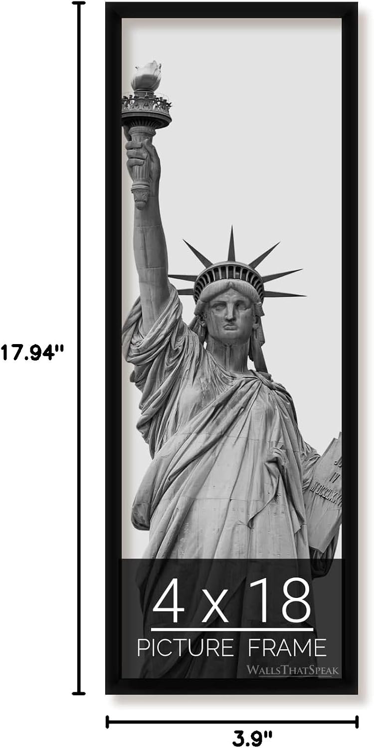 4x18 Black Picture Frame, Wall Decor for Art and Photos