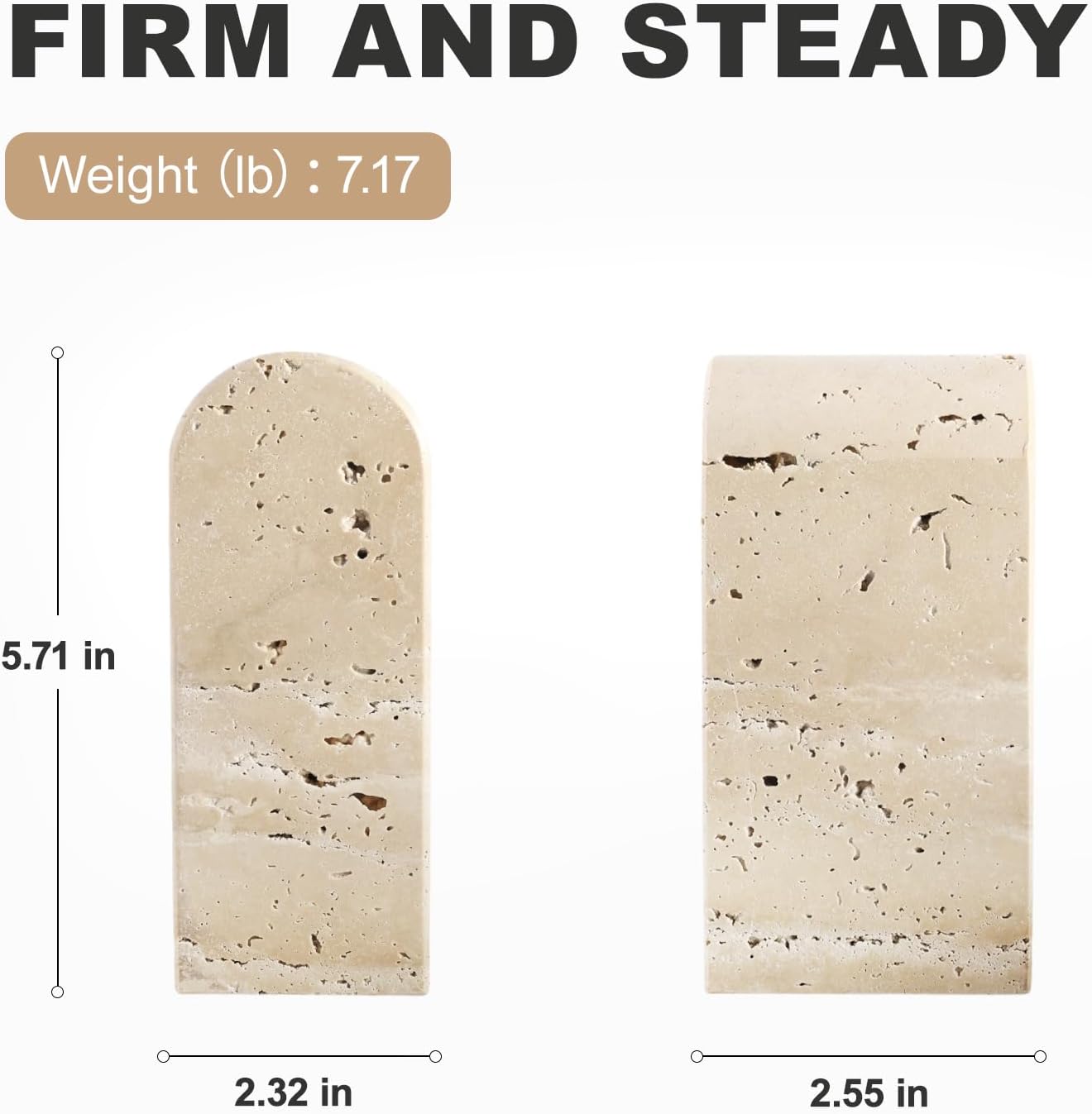 Decorative Book Ends / Light Beige Travertine