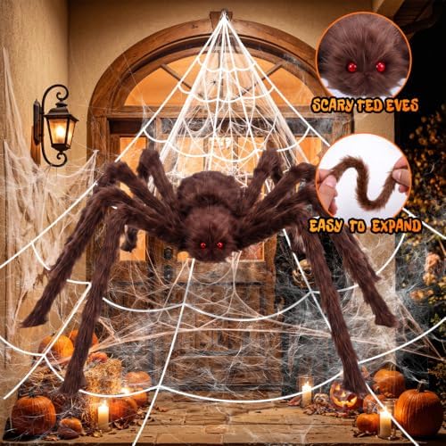 Halloween Decorations Outdoor Spider Webs:1Pcs Giant Spiders-Outdoor Use