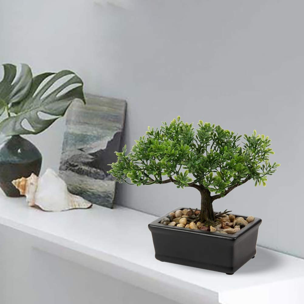 Artificial Bonsai Tree Juniper Faux Plants Indoor Small Fake Plants Decor / 6" Ficus