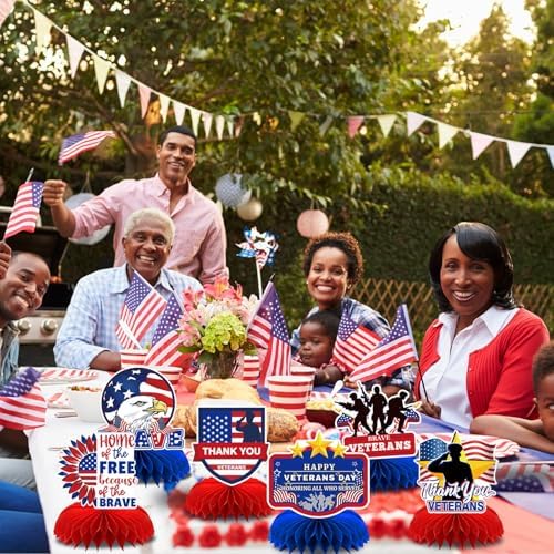 10 Pcs Veterans Day Honeycomb Centerpieces for Table Decorations