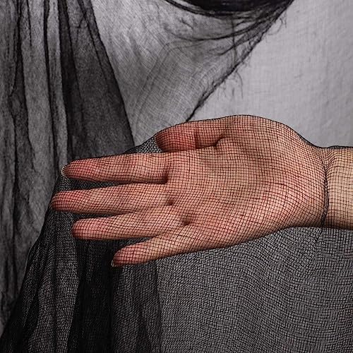 Whaline Halloween Black Creepy Cloth 197 x 87 Inch Spooky Gauze Clothes Halloween Scary Decoration for Haunted Houses Party Supplies Indoor Outdoor