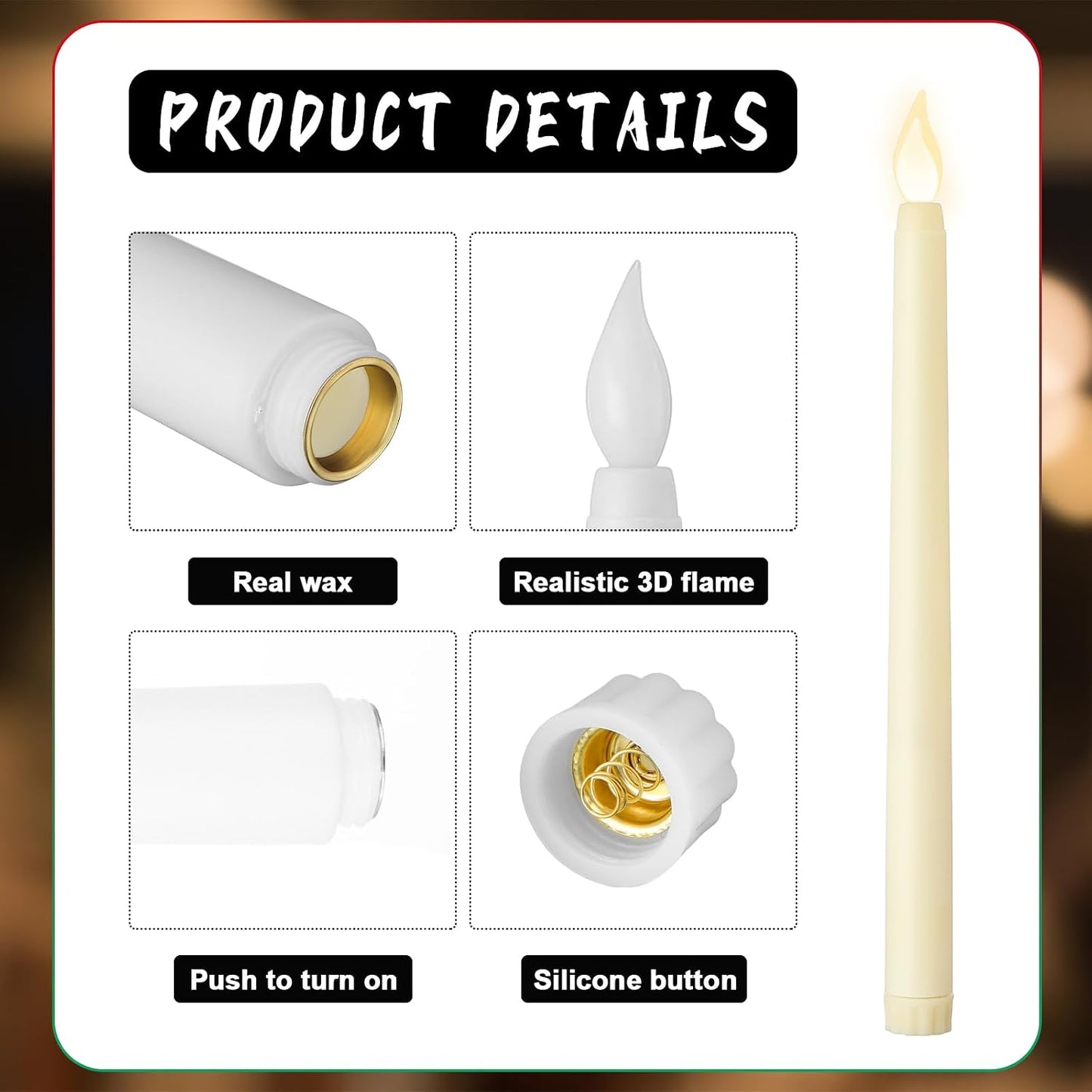 120 Pcs Flameless Taper Candles with Remote and Timer 11" Battery Operated Candlesticks LED Flickering Faux Candles