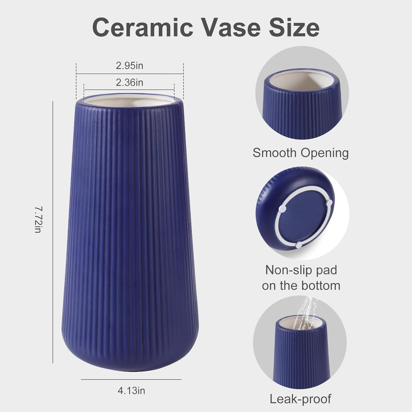 Ceramic Vase / Small Flower Vase for Pampas Grass / Navy Blue