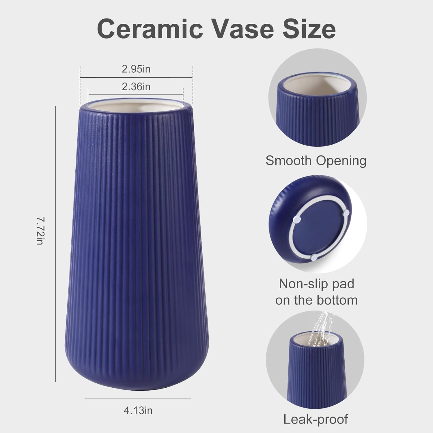 Ceramic Vase / Small Flower Vase for Pampas Grass / Navy Blue