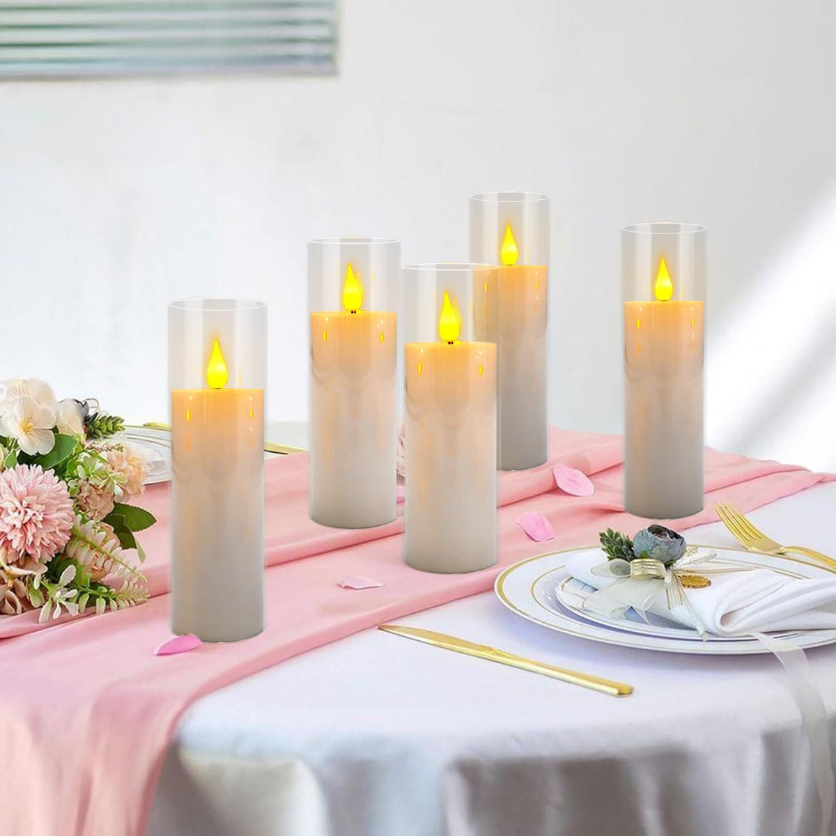 12-Pack White Acrylic Flameless LED Candle Set with Timer Remote Control—Ideal for Home Decor, Valentine's Day