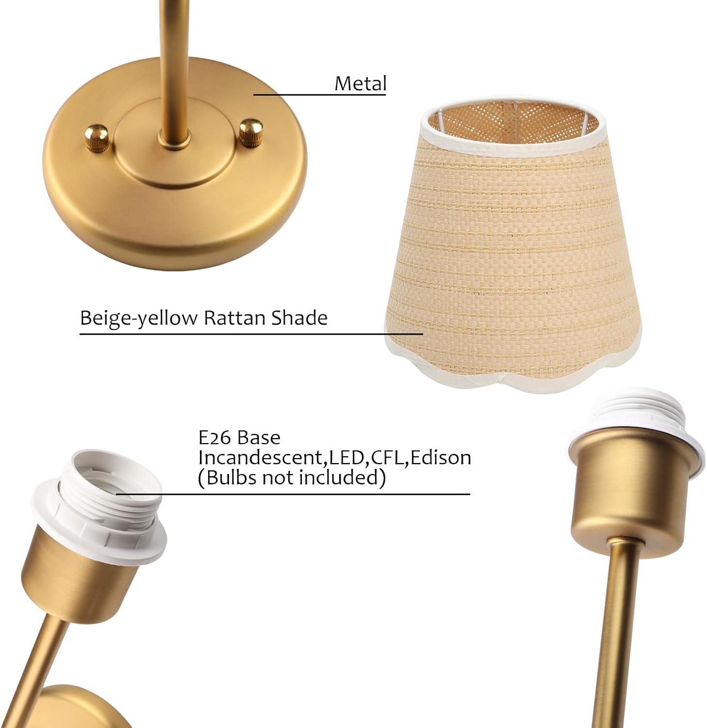 Hardwired Bathroom Vanity Lights Curved Arm / Brass-rattan / Woven Rattan / Set of 2