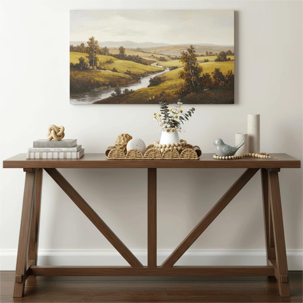 Scalloped Decorative Tray w/Wood Handle for Counter / Neutral / 13 x 6.3 x 1.6