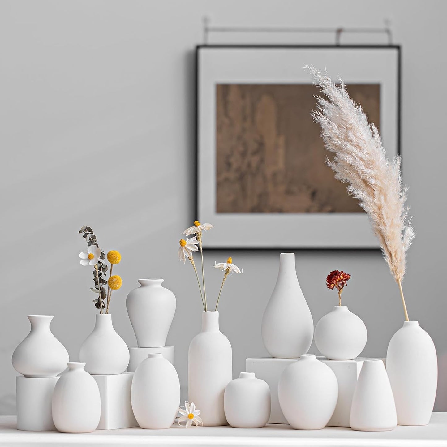 White Ceramic Vase / White-gh-12 / Set of 12