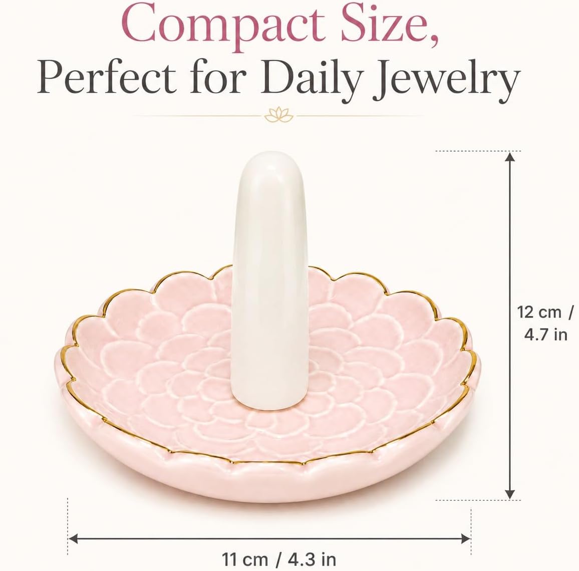 Ceramic Ring Dish Jewelry Tray / Flowers / Pink