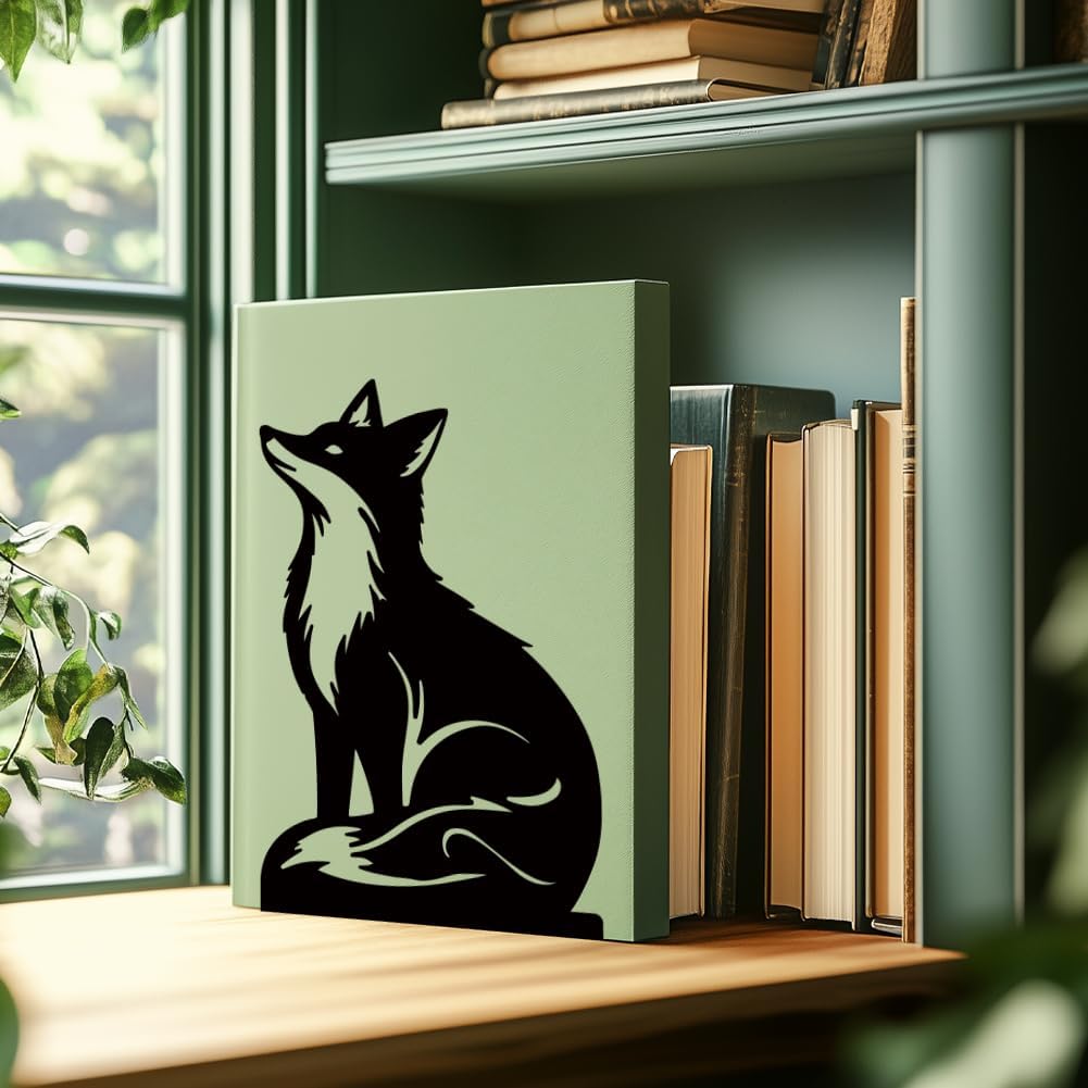 Metal Bookends / Exquisite Bookshelf Decor Book Ends for Heavy Books / Fox / Black