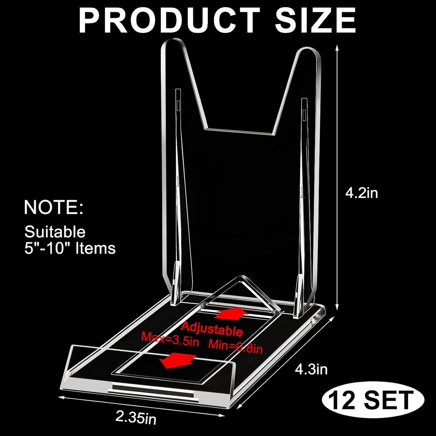 36 Pack Acrylic Book Stand for Display Adjustable, 4.2in H | Clear Display Holder Easel Collector Stand for Home