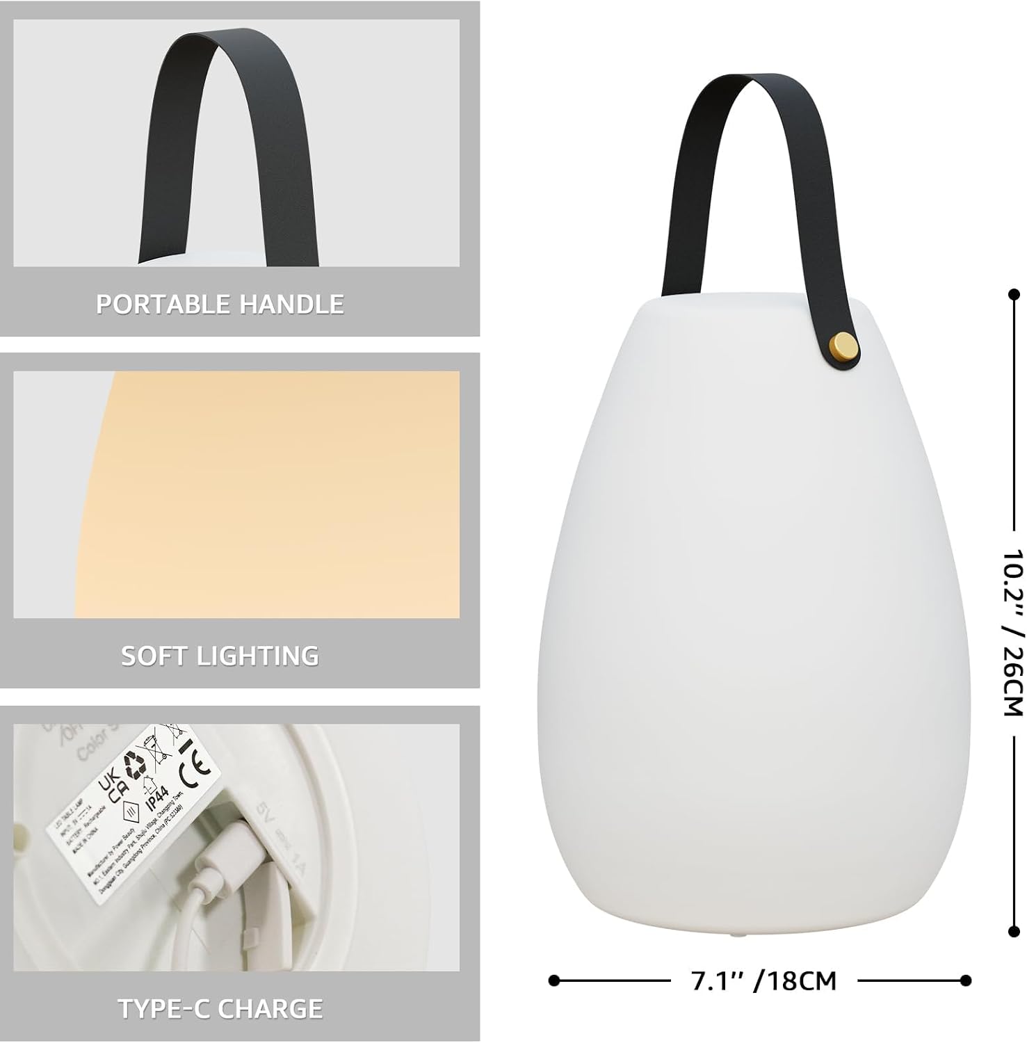 uuffoo Rechargeable Portable Table Lamp with Remote | Cordless RGB Lantern, Decorative LED Night Light, IP44 Waterproof
