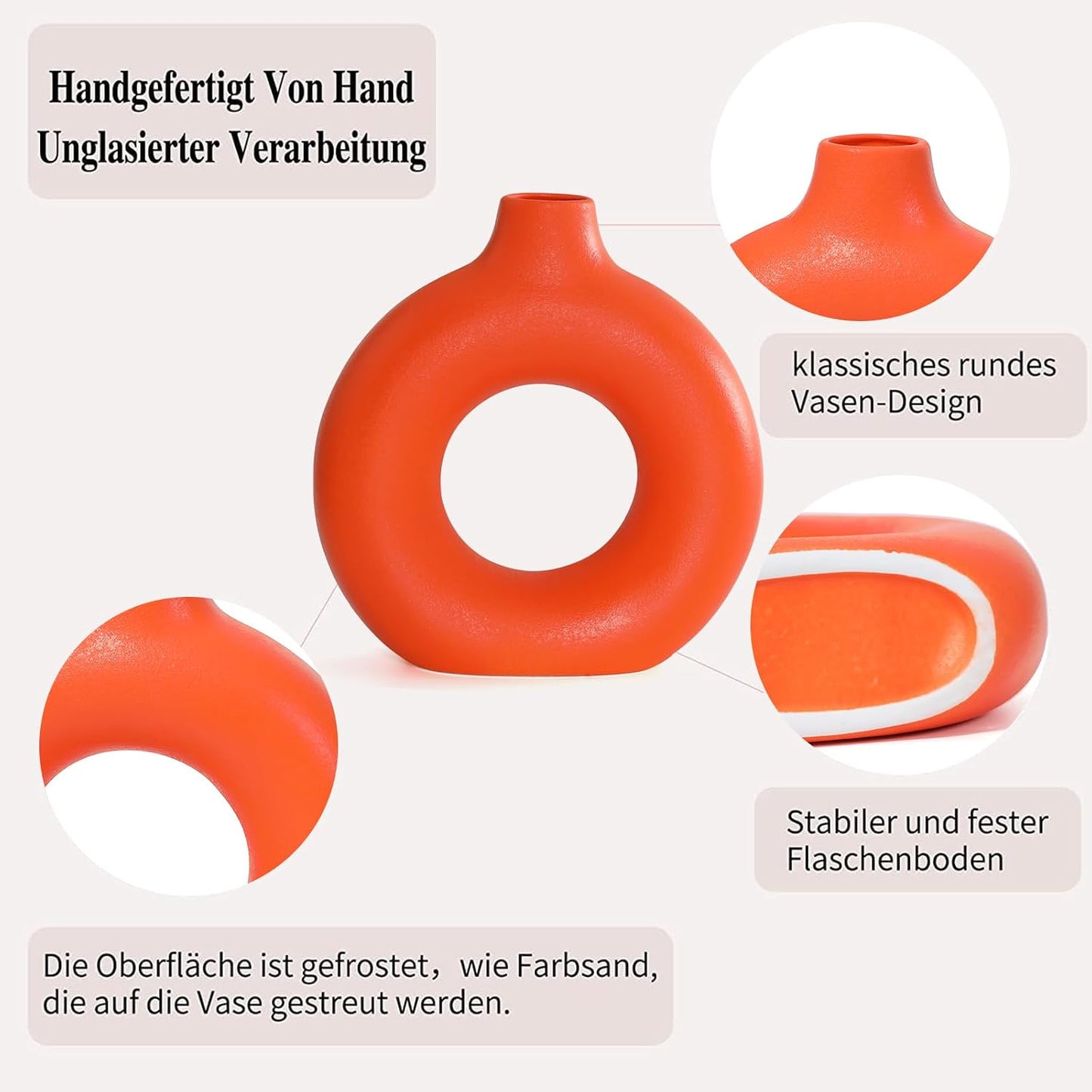 Ceramic Vase / Orange / Donut / Set of 2