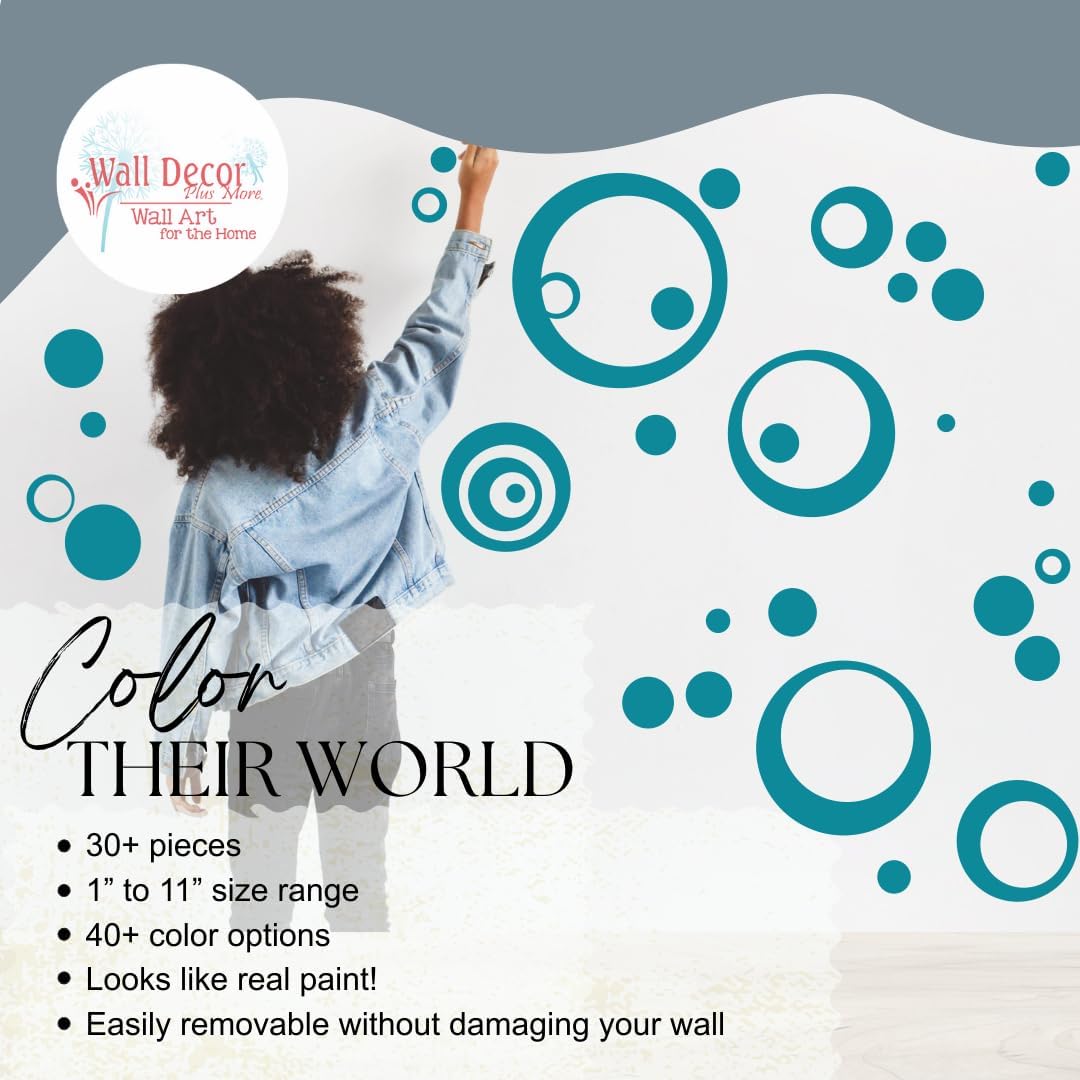 Wall Vinyl Sticker Decal Circles / Teal / 11 Inch
