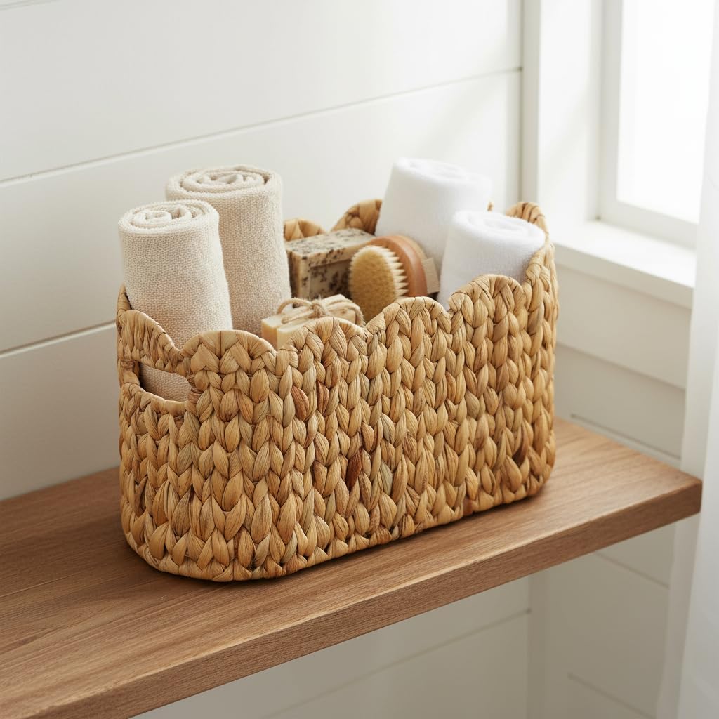 Scalloped Wicker Basket / Water Hyacinth