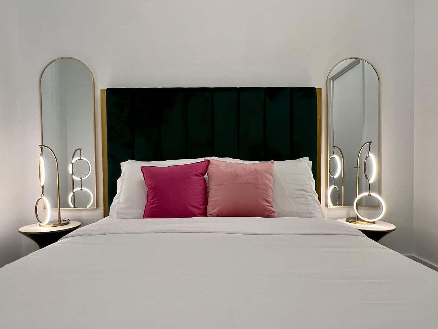 Brightech 2 Ring Lamp - 24" Dimmable LED Table Lamp with 2 Hanging Light Rings, Modern Arc Desk and Bedside Nightstand