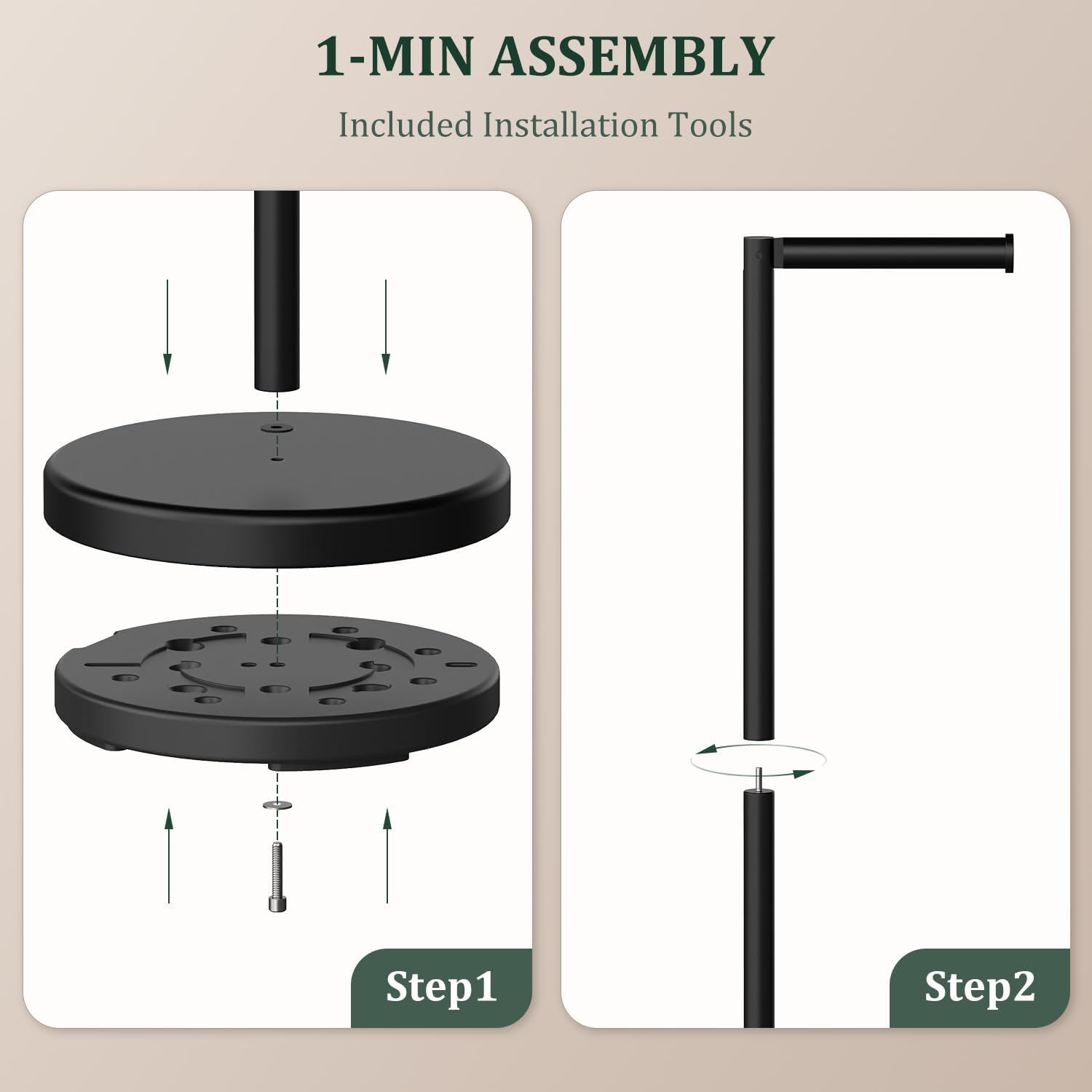 Matte Black Toilet Paper Holder Stand Free Standing Tissue Roll Holder | Freestanding Toilet Paper Stand Storage for