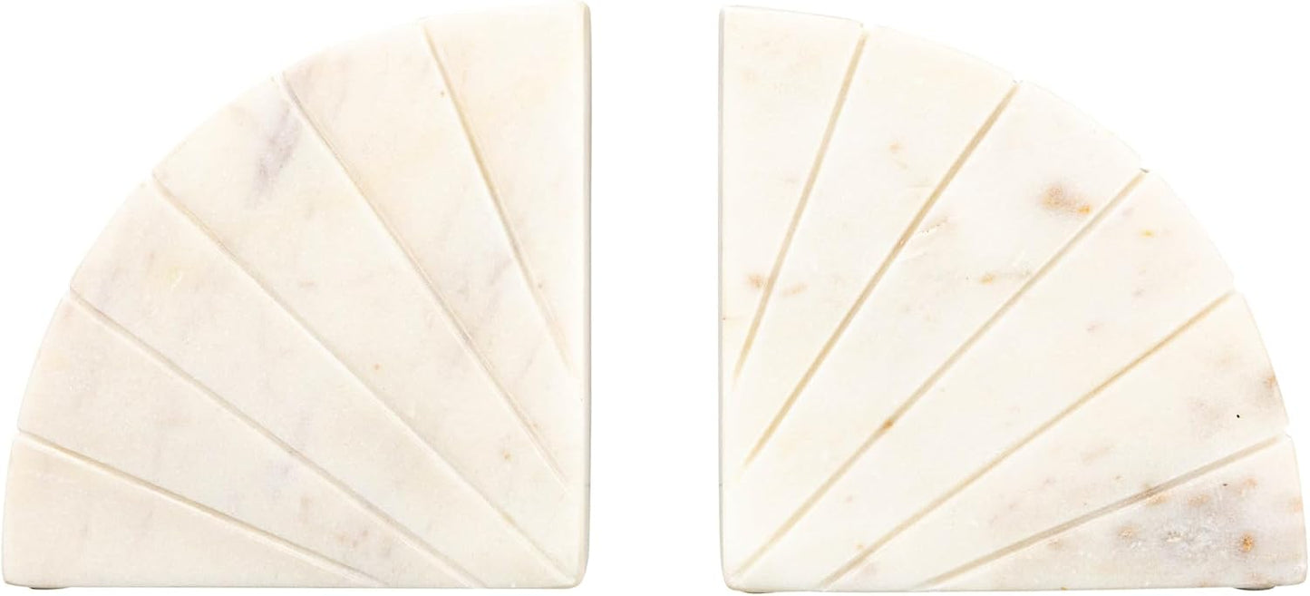 Modern Arched Semicircle Marble Bookends / White / Set of 2