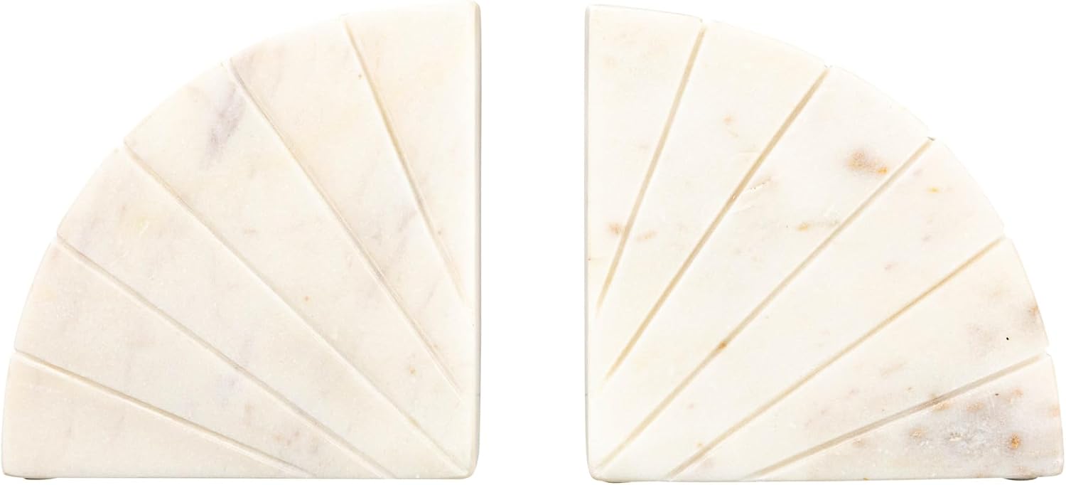 Modern Arched Semicircle Marble Bookends / White / Set of 2
