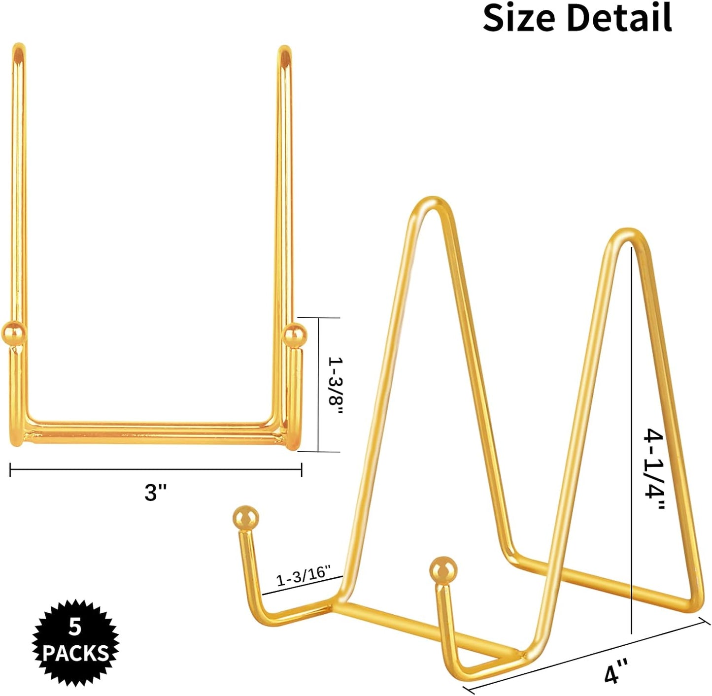 Metal Frame Stand for Picture / Gold / 4 Inch / Set of 5