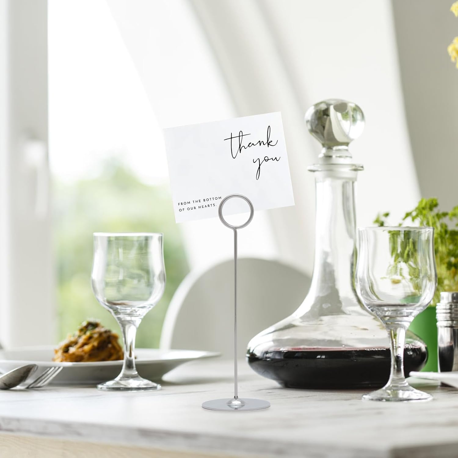 Urban Deco 16 Pieces Table Card Holder 8 inches Silver Place Steel Card holders for Photos, Food Signs, Memo Notes