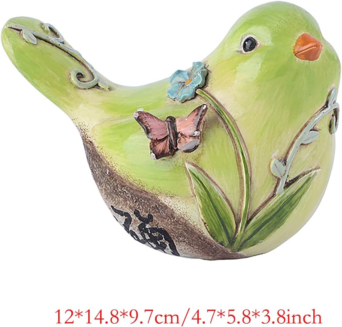 Resin Bird Statues Hand-Painted Birds Figurines Bird Statue Shelf Decor Funny Animal Sculpture / B