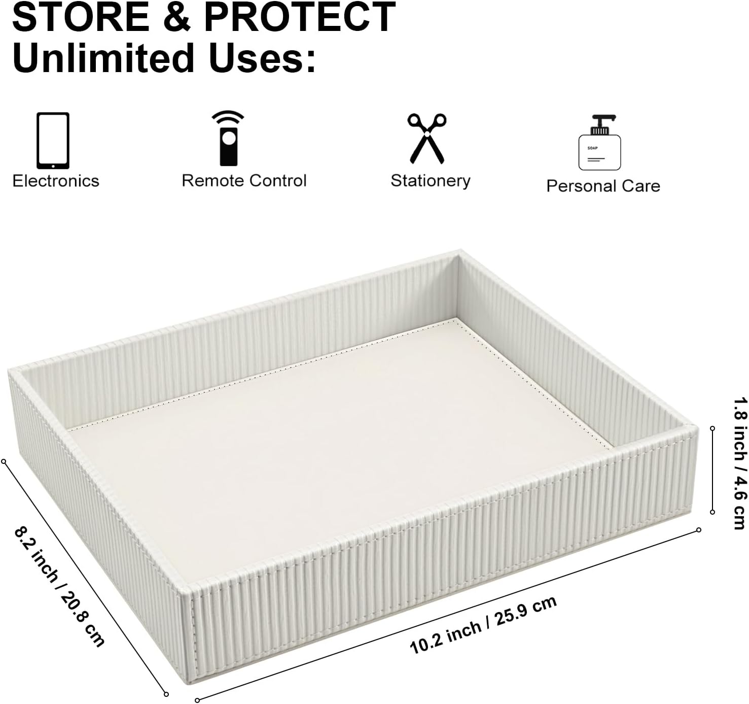 Valet Tray Desk Organizer / Stripe Pearl White