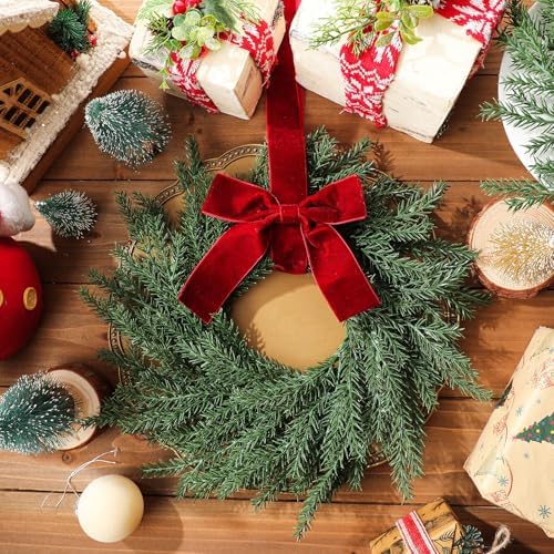 12 Pcs Christmas Small Norfolk Wreaths 12.6 Inch Xmas Pine Wreaths