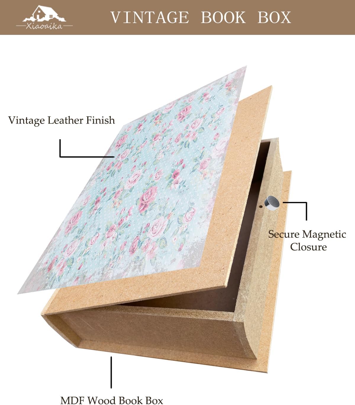 Wooden Book Box / 3 x Spring Flowers / Set of 3
