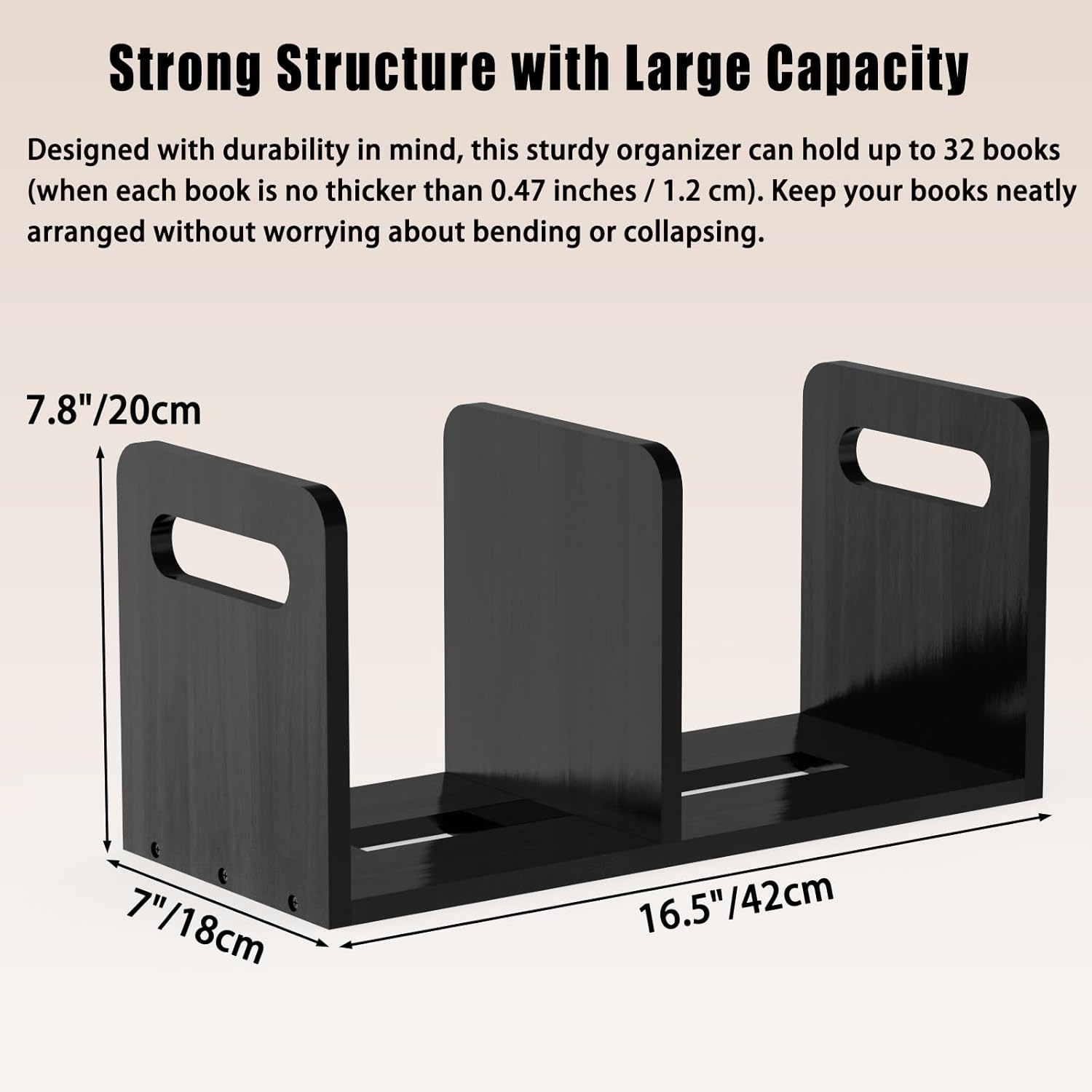 100% Solid Wood Adjustable Desktop Bookshelf / Black